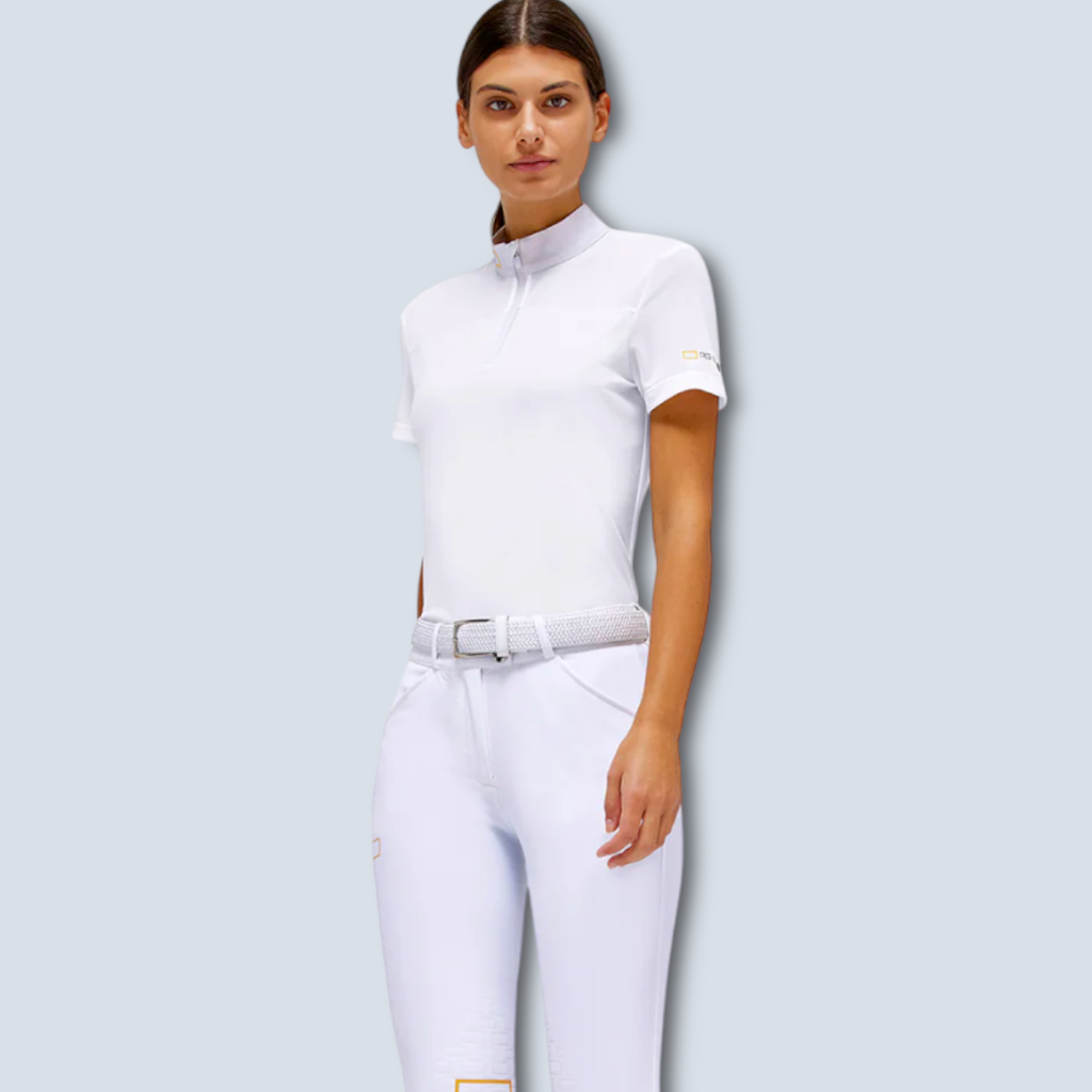 Jersey/Mesh Insert S/S Zip Competition Polo Woman - RG