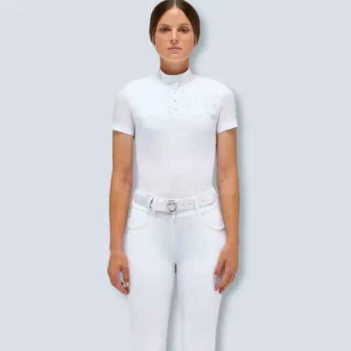 Jersey S/S Competition Polo W/Jersey Pleated Bib Woman