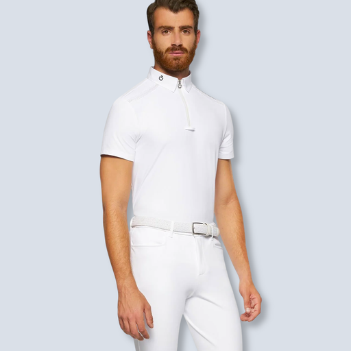 JERSEY W PERFORATED INSERTS S/S COMPETITION ZIP POLO Jersey W Perforated Inserts S/S Competition Zip Polo 