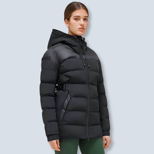 CT Long Hooded Nylon Puffer Jacket W/Belt- Cavalleria